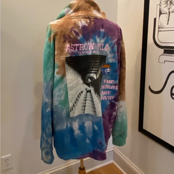 Astro World Festival Run Tie Dye Hooded Sweatshirt /Embroidered/ Size M - Picture 4 of 13